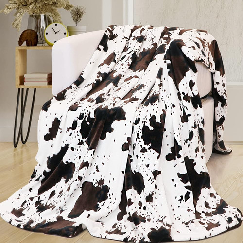 Manta De Tiro De Estampado De Vaca De Lana, Mantas De Vaca D 0