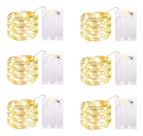 Paquete De 6 Guirnaldas De Luces Led A Pilas Con Temporizado 0
