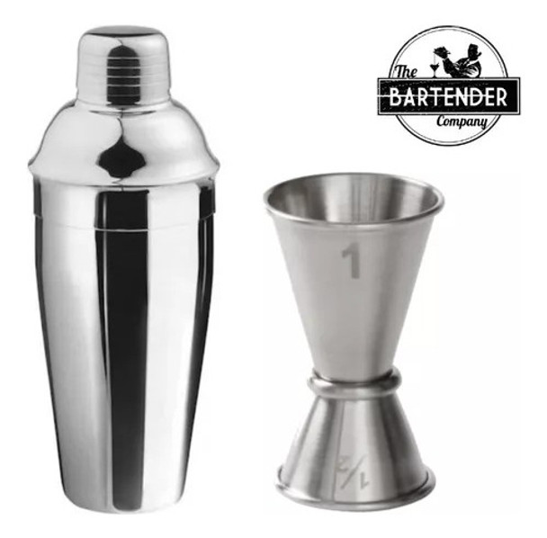 Coctelera Profesional Barman Acero + Medidor Jigger Coctel 0 Coctelera Profesional Barman Acero + Medidor Jigger Coctel 0