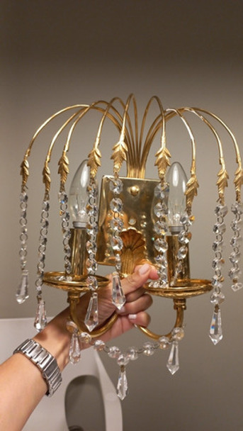 Apliques De Pared De Cristal Bañados En Oro 0