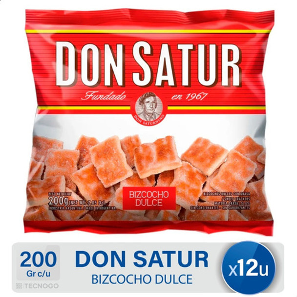 Galletitas Bizcocho Don Satur Dulce Galletas - Pack X12 Unid 0
