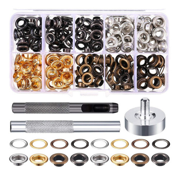 Kit De Ojales De 2/5 De 200u. 4 Colores+herramientas Inst. 0 Kit De Ojales De 2/5 De 200u. 4 Colores+herramientas Inst. 0