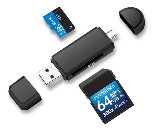Lector De Tarjetas Sd Y Micro Sd - Usb - Usb C - Micro Usb 0
