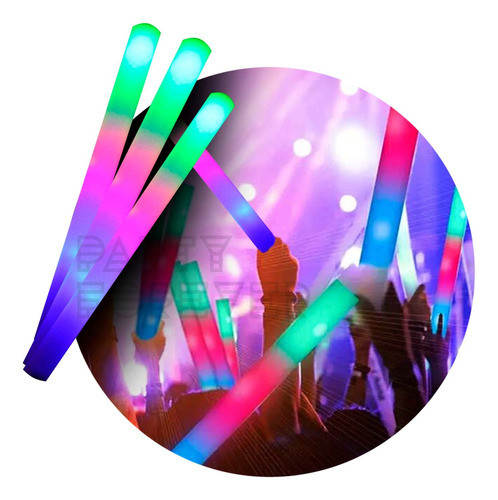 12 Rompecocos Led Barras Goma Espuma Luminosa Multicolor 0