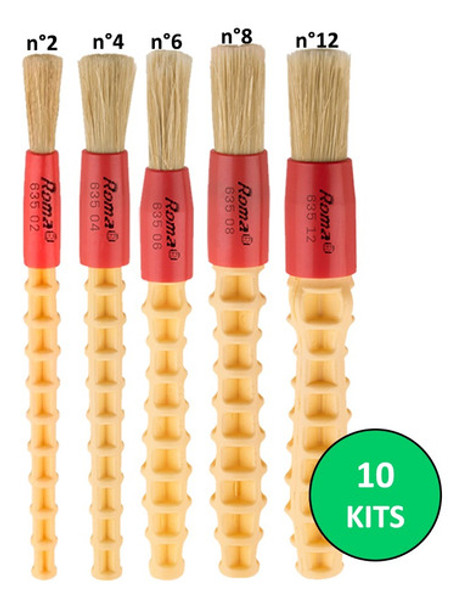 10 Kit Pincel De Cerda Branca Roma Detalhamento Automotivo 0