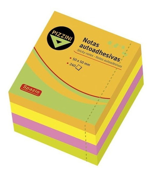 Block Notas Adhesivas Pizzini 50 X 50 Mm. Taco Fluo X 240 Hj 0
