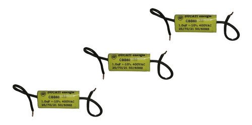 Capacitor Ventilador 1 Uf Amarillo Pack X3 0