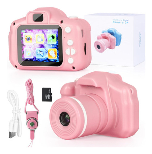 Cámara Rosa Para Niños De 4-8 Años Con Tarjeta Sd De 32g 0