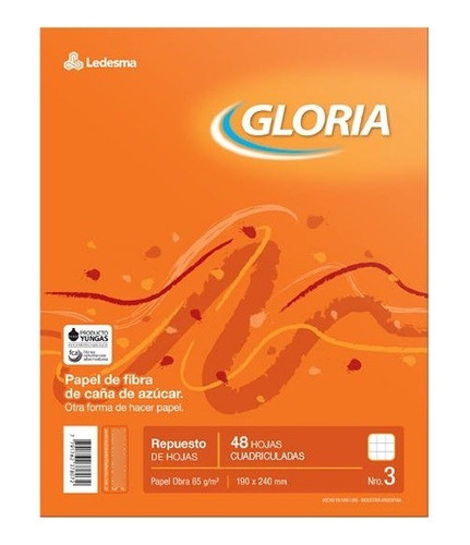 Repuesto De Hojas Escolar Gloria Nº 3 X 48 Cuadriculadas 0