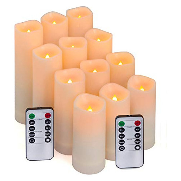 Velas Led Sin Llama Impermeable Control Remoto 12 Unidades 0