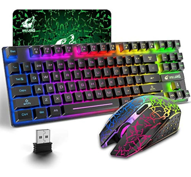 Combo De Teclado Y Mouse Inalámbricos Para Juegos Con 87 Tec 0