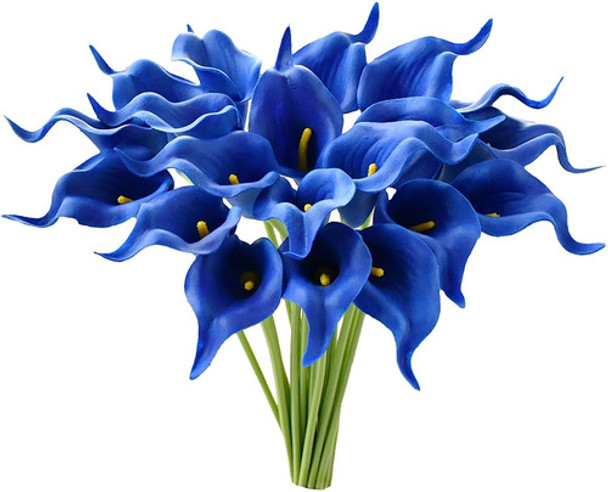 20 Flores Alcatraz Artificiales Mandys De Latex Azul 35cm 0