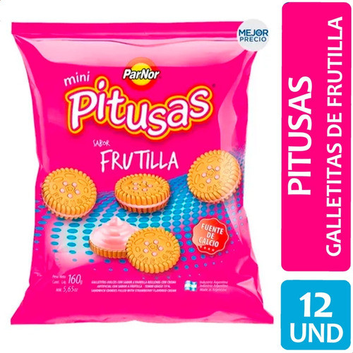 Galletitas Pitusas Frutilla Mini Galletas Rellenas - X12 0