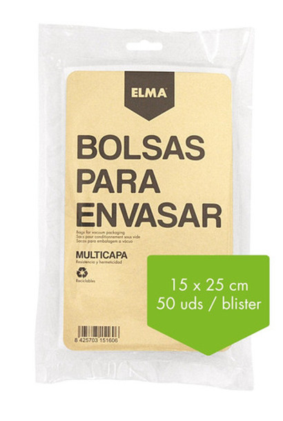 Bolsa P/envasad Al Vacío,15x25cm(50un) Elma 15.16.0 Xblister 0 Bolsa P/envasad Al Vacío,15x25cm(50un) Elma 15.16.0 Xblister 0