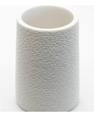 Vaso Portacepillos De Dientes Poliresina Blanco Con Relieve 0