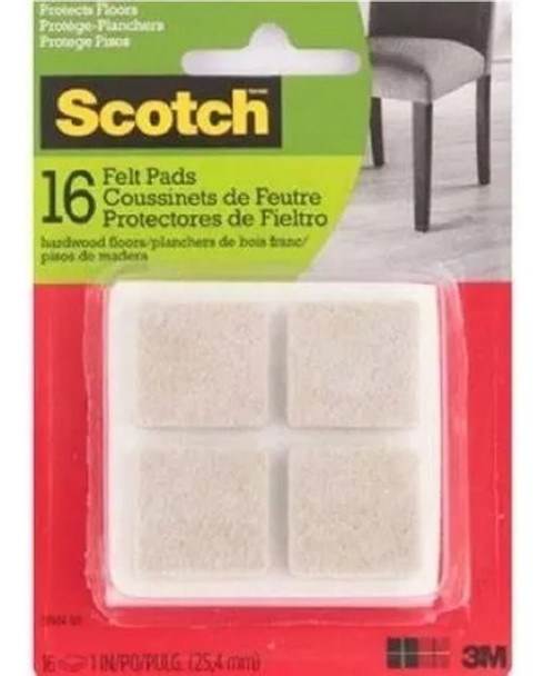 Protector Fieltro Adhesivo 3m Scotch Cuadrado 16pcs - Ft 0