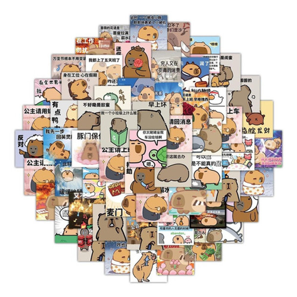 Stickers Autoadhesivos Capibara X  50 Hermosos 0
