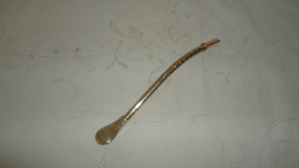 Bombilla Plata 800 Y Oro Plateria Criolla Antigua Mirala 0