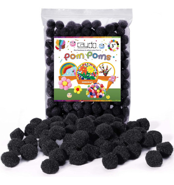 Caydo 200 Pom Poms Negras De 25 Cm Para Manualidades 0