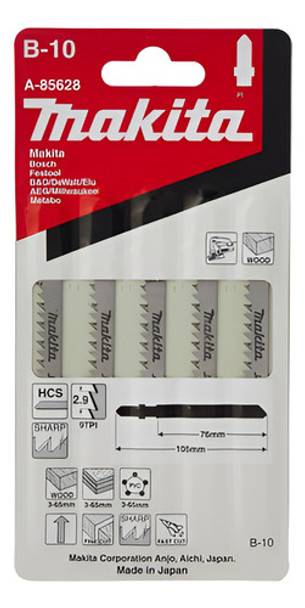 Set Hoja Sierra Caladora 5un Makita A-85628 B-10 Japon Mkb 0 Set Hoja Sierra Caladora 5un Makita A-85628 B-10 Japon Mkb 0