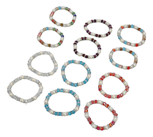 Pulseira Colorida, 12 Peças, 8 Mm, Miçangas, Elástica E Mode 0