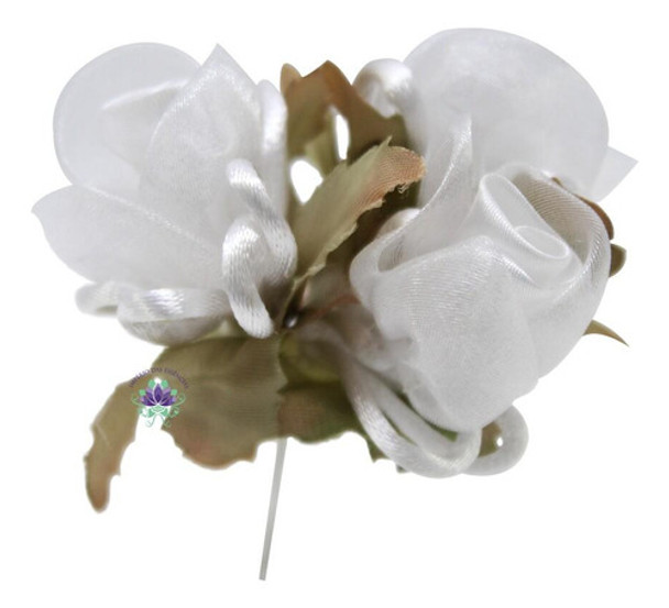 Flor Branca De Cetim (3un) 0