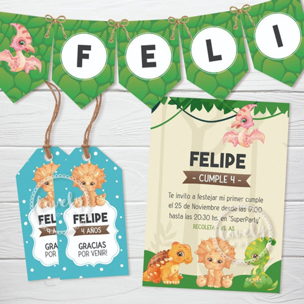 Kit Imprimible Dinosaurios Bebes Dinos. Cumple Candybar Deco 0