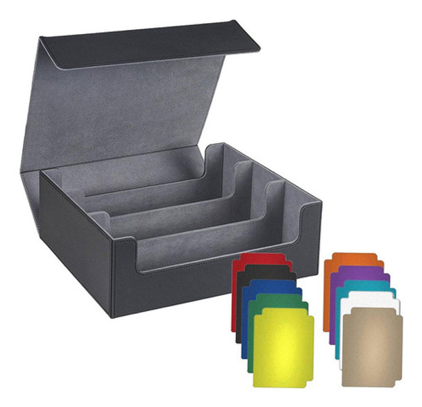 Caixa De Baralho De Cartas, Armazenamento Forro Preto Cinza 0