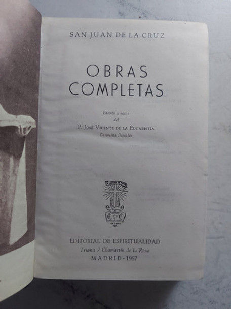 Obras Completas. San Juan De La Cruz. Ian1092 0