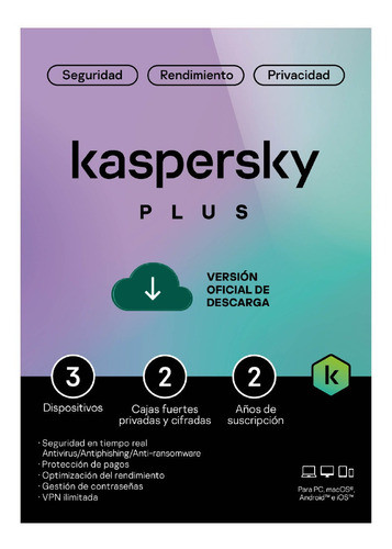 Kaspersky Antivirus Plus 3 Dispositivos Por 2 Años 0