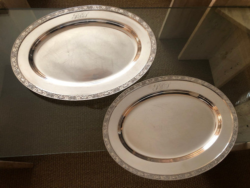 Bandejas Plata Oval Antiguas Talladas Selladas Reed & Barton 0