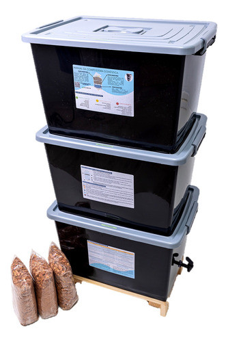 Composteira Doméstica Minhocário 150l Com Suporte E Minhocas 0
