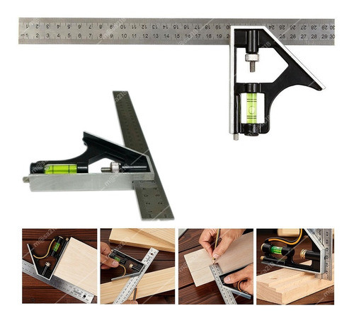 Escuadra Combinación  Profesional Ajustable Con Nivel 30cms. 0