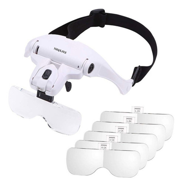 Vincha Con Lupa Y Luz Cabeza Profesional Manos Libre Aumento 0