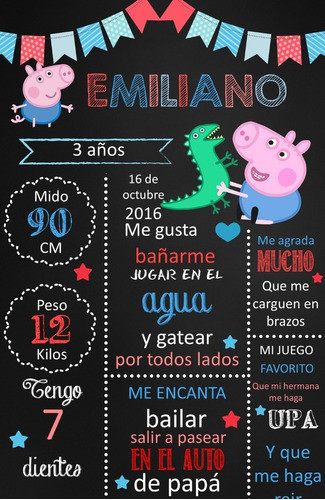 Pizarra Poster George Pig Editable 0