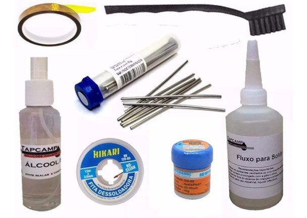 Kit Salva Chip Malha Fluxo Dessolda Solda Kapton Xg50 Escova 0