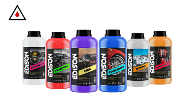 Kit Lavado Auto / Moto Premium Con 6 Productos Edison 0