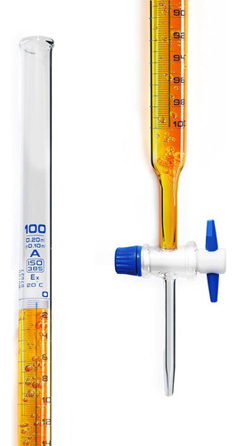 Bureta Vidrio Graduada 100ml Robinete Teflón 0
