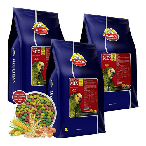 Ração Papagaio Extrusada Colorida Pellet Ecletus Congo 15kg 0
