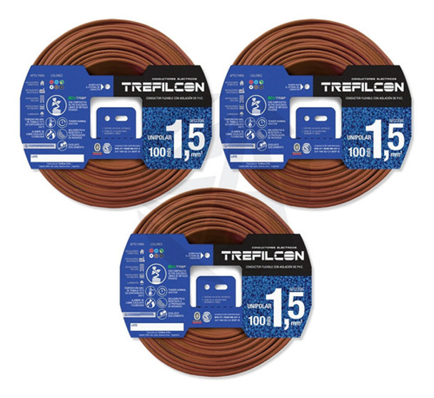 Cable Trefilcon Pack 1.5mm X3 Rollos De 100mts Marron E.a 0