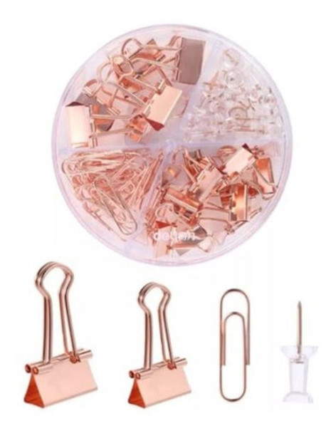 Set De Clips, Ganchos Y Tachas Rose Gold 0