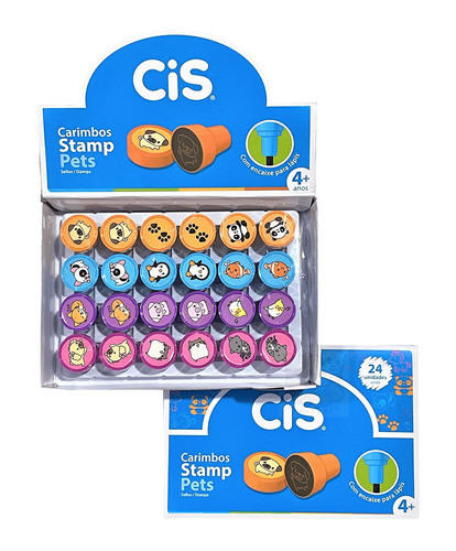 Carimbo Pedagogico Infantil Stamp Pets Caixa Com 24 Cis 0