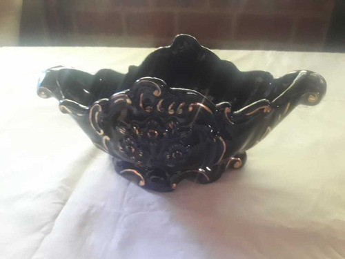 Jardinera Cerámica Azul Y Dorado 0