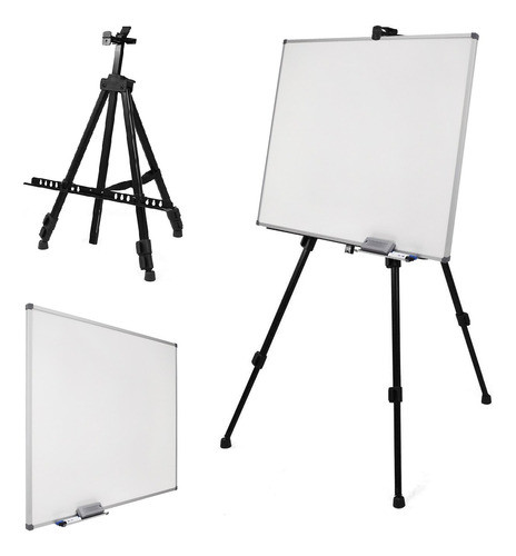 Pizarra Pizarron Blanco 100x70 Marco Metal Soporte Caballete 0
