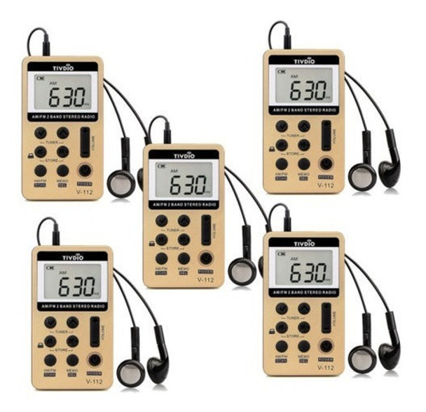 5xpocket Fm / Am Digital Tuning Radio Mini Receptor Batería 0