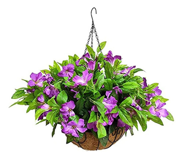 Cesta Colgante De Flores Artificiales Para Interiores Y Exte 0