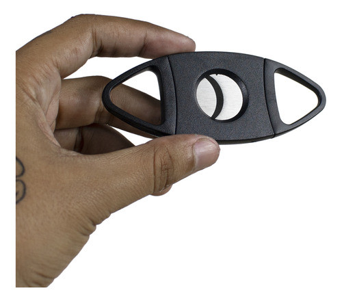 Cortador Charutos Luxo Lâmina Dupla Guilhotina V - Preto 0