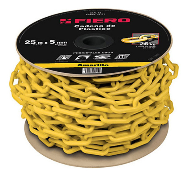 Rollo Cadena Plastico Amarillo 3mm X 25 Metros Fiero Capl-3m 0