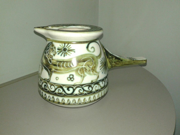 Antigua Jarra De Ceramica Pintada A Mano Bellisimo Diseño 0