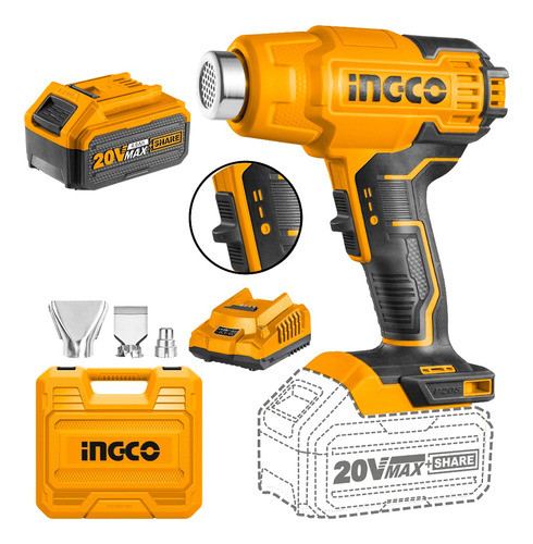 Pistola De Calor A Bateria 20v P20s 550ºc + Bateria 4 Ah+ Ca 0